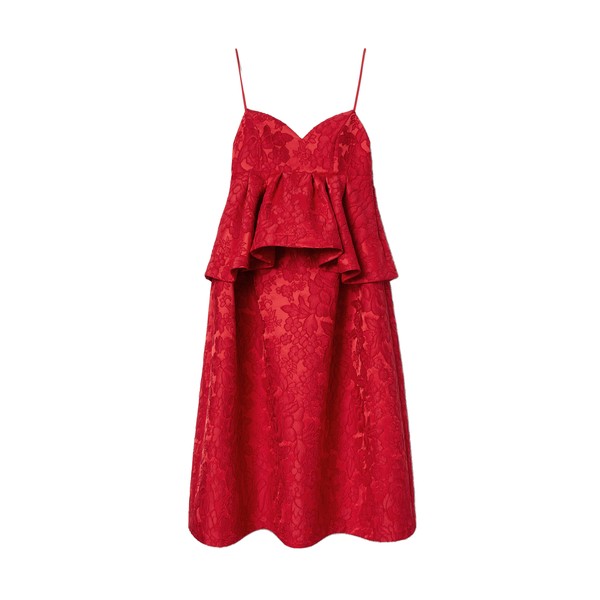 La Double J Satine Dress in Peony Red