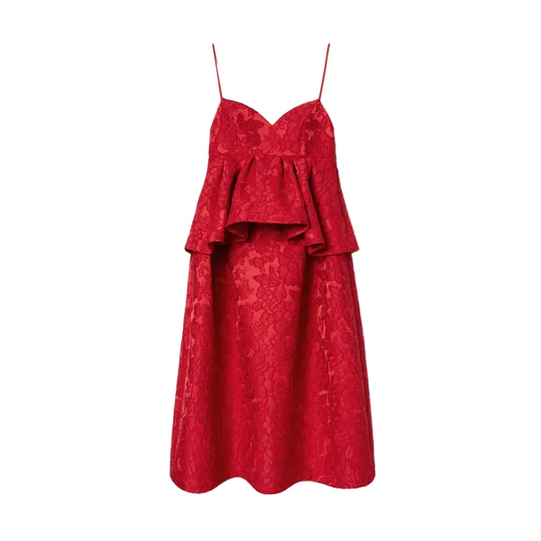 La Double J Satine Dress in Peony Red