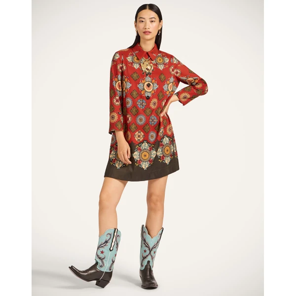 La Double J Short Artemis Dress in Nucleus Placée Rust, view 2
