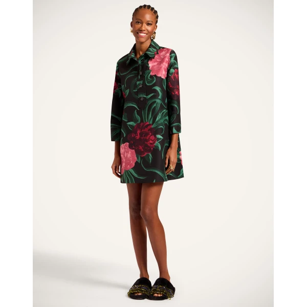 La Double J Short Artemis Dress in Peony Black, view 2