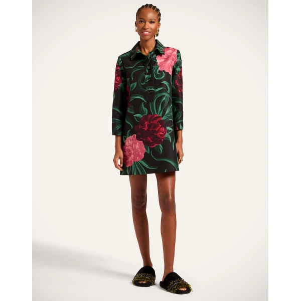 La Double J Short Artemis Dress in Peony Black, view 4