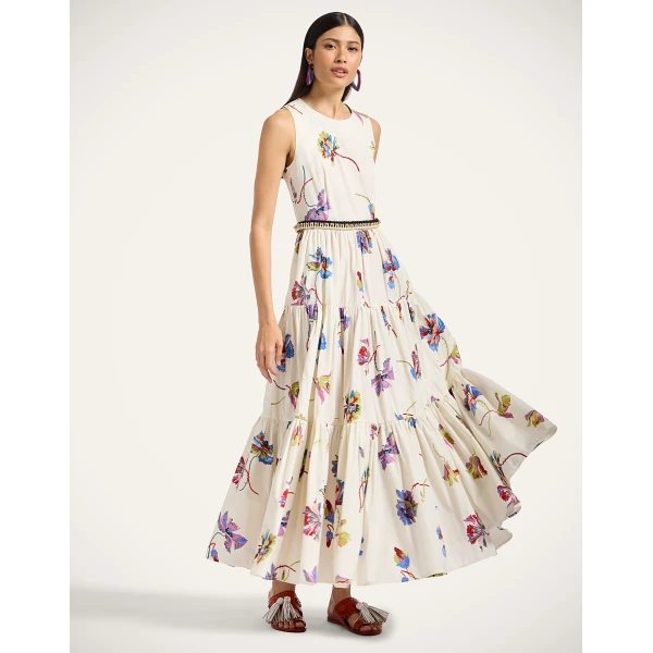 La Double J Sleeveless Big Dress in Infiorata White, view 2