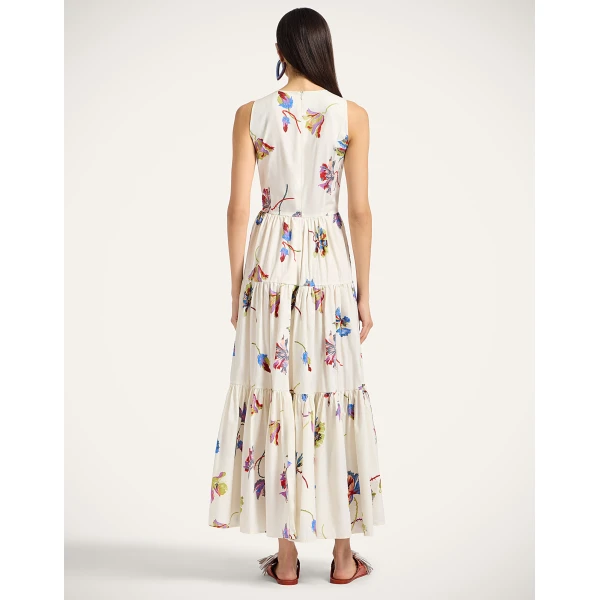 La Double J Sleeveless Big Dress in Infiorata White, view 3