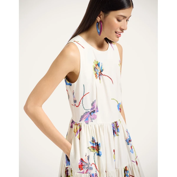 La Double J Sleeveless Big Dress in Infiorata White, view 5