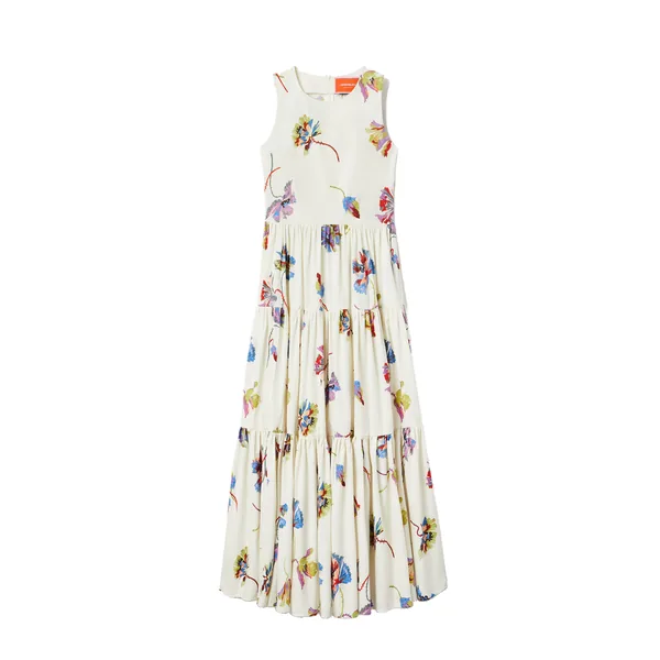 La Double J Sleeveless Big Dress in Infiorata White