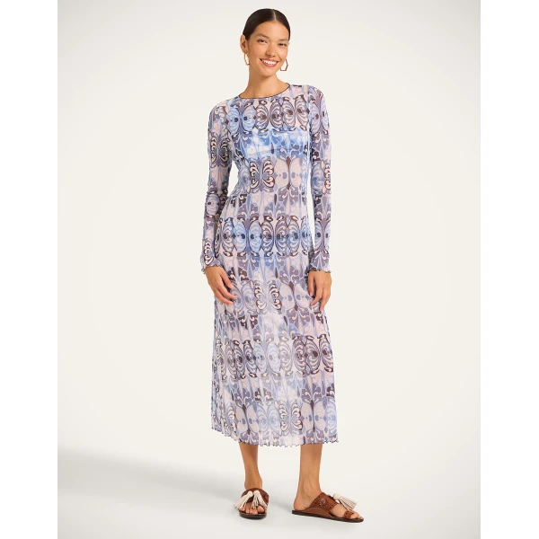 La Double J Slinky Swing Dress in Cocoon Blue, view 4