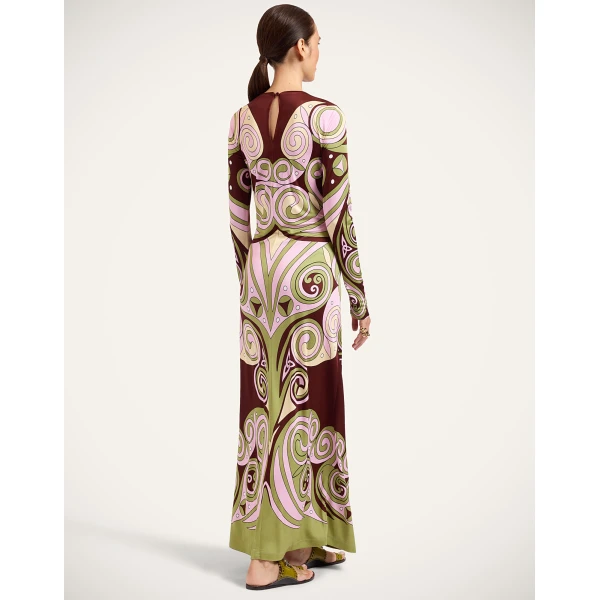 La Double J Slinky Swing Dress in Kells Swirl Placée Burgundy, view 3