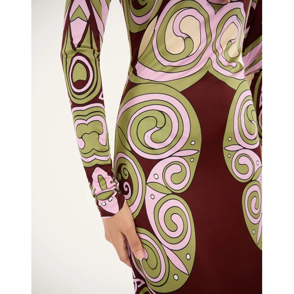 La Double J Slinky Swing Dress in Kells Swirl Placée Burgundy, view 6
