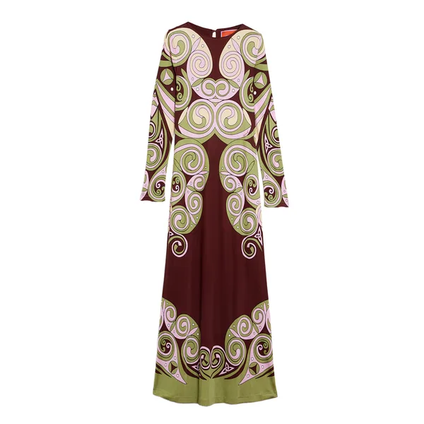Slinky Swing Dress in Kells Swirl Placée Burgundy