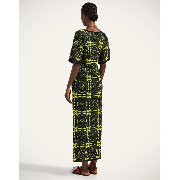 La Double J Sole Star Dress in Multicolor Green & Yellow, view 3