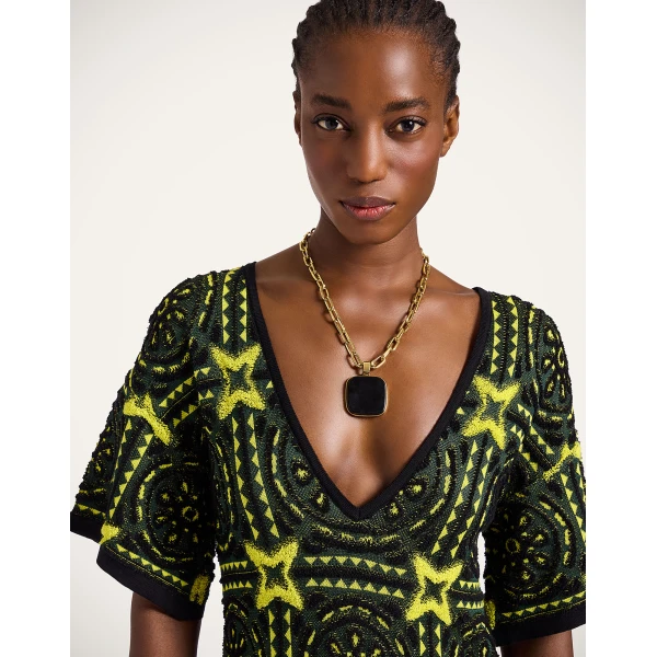 La Double J Sole Star Dress in Multicolor Green & Yellow, view 5