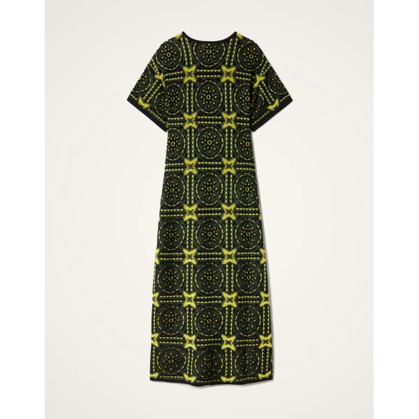 La Double J Sole Star Dress in Multicolor Green & Yellow, view 6