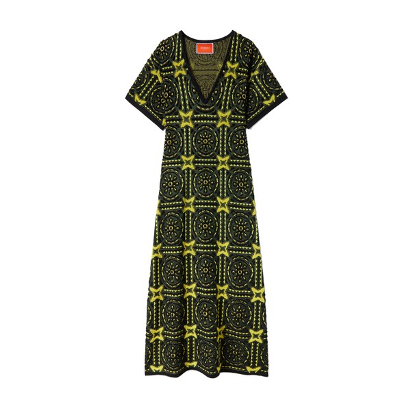 La Double J Sole Star Dress in Multicolor Green & Yellow