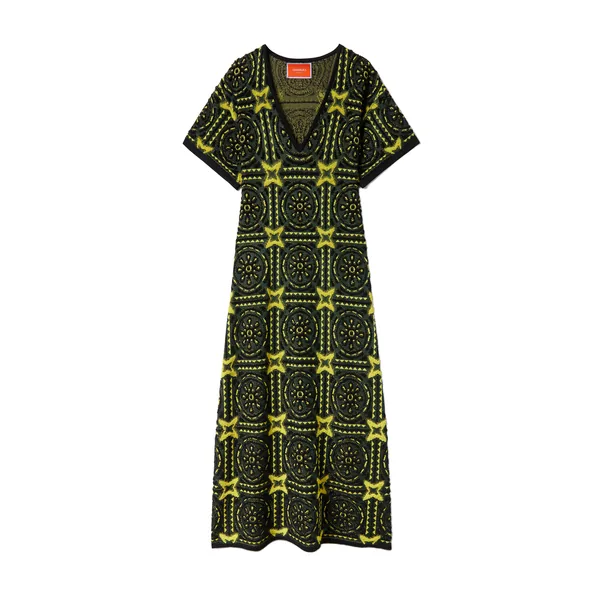 La Double J Sole Star Dress in Multicolor Green & Yellow