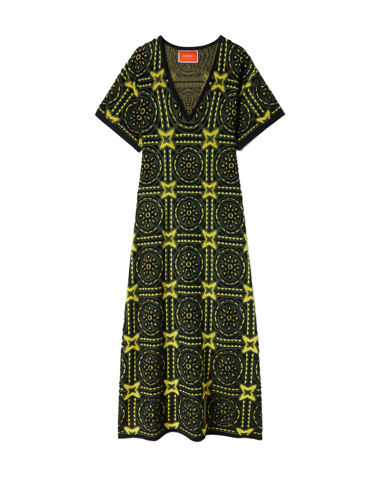 La DoubleJ Sole Star Dress in Multicolor Green & Yellow - Dresses - Milanese Maximalist Fashion at Luxury Shoes La Double J Sole Star Dress in Multicolor Green & Yellow