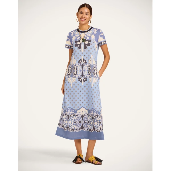 La Double J Sporty Swing Dress in Cocoon Placée Blue, view 2