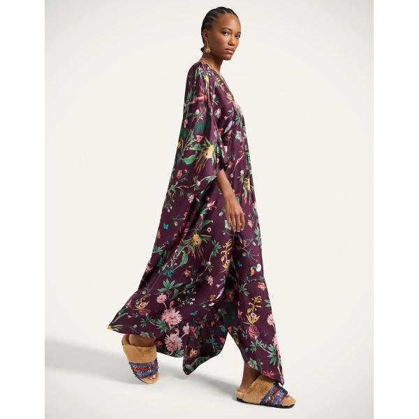La Double J Square Kaftan in Zooflora Burgundy, view 2