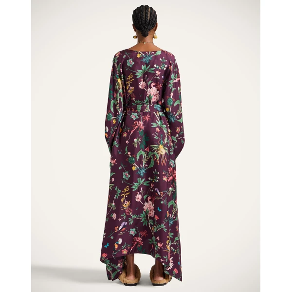 La Double J Square Kaftan in Zooflora Burgundy, view 3
