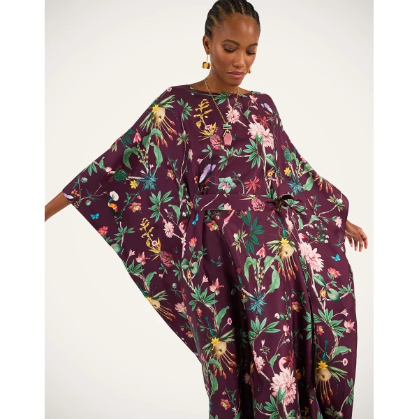 La Double J Square Kaftan in Zooflora Burgundy, view 5