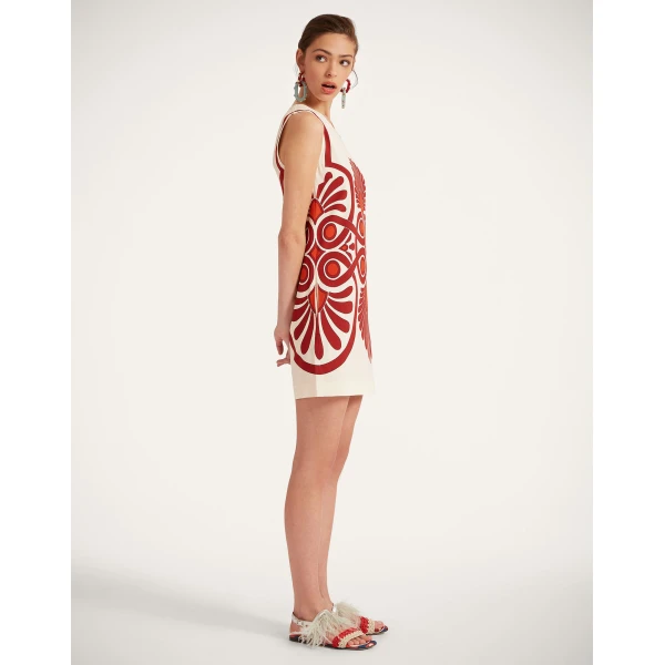 La Double J Stretch Tunic in Medallion Placée Cream, view 3