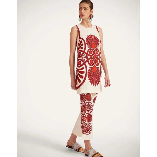 La Double J Stretch Tunic in Medallion Placée Cream, view 5