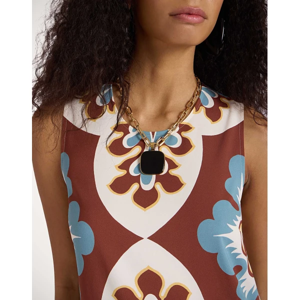 La Double J Stretch Tunic in Palazzo Placée Chocolate, view 6