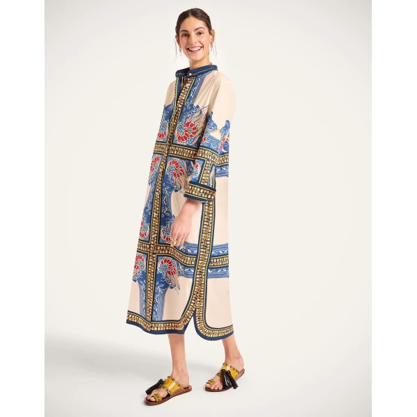La Double J Sundowner Tunic in Lemuria Placée Blue, view 2