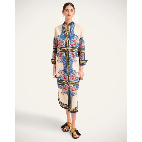 La Double J Sundowner Tunic in Lemuria Placée Blue, view 4