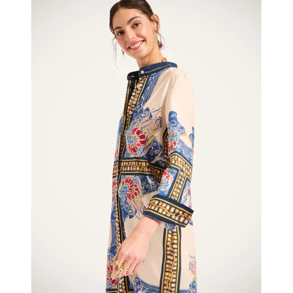 La Double J Sundowner Tunic in Lemuria Placée Blue, view 5