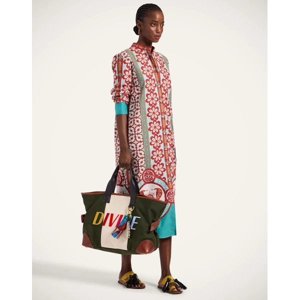 La Double J Sundowner Tunic in Pagoda Placée Rust, view 2