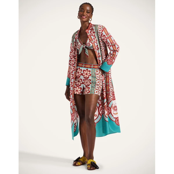 La Double J Sundowner Tunic in Pagoda Placée Rust, view 6