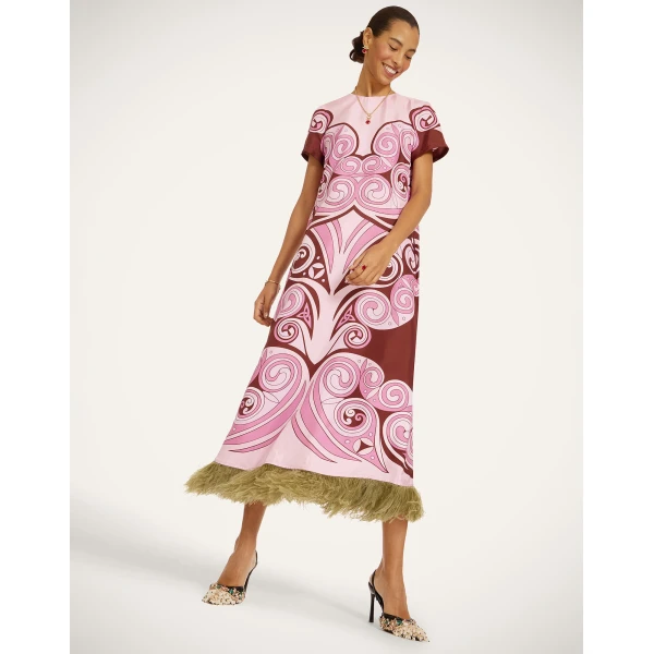 La Double J Swing Dress in Kells Swirl Placée Mauve, view 4
