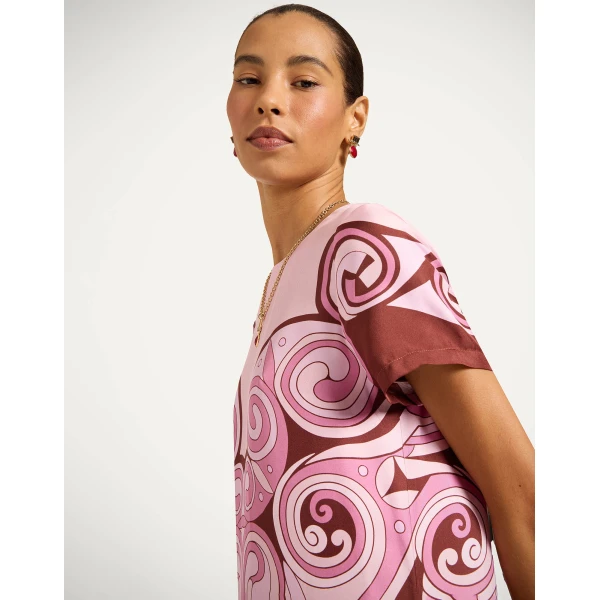 La Double J Swing Dress in Kells Swirl Placée Mauve, view 6