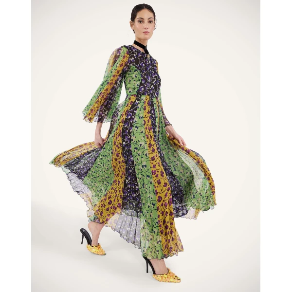 La Double J The Angel Dress in Honeysuckle Tricolor Placée Yellow, view 2