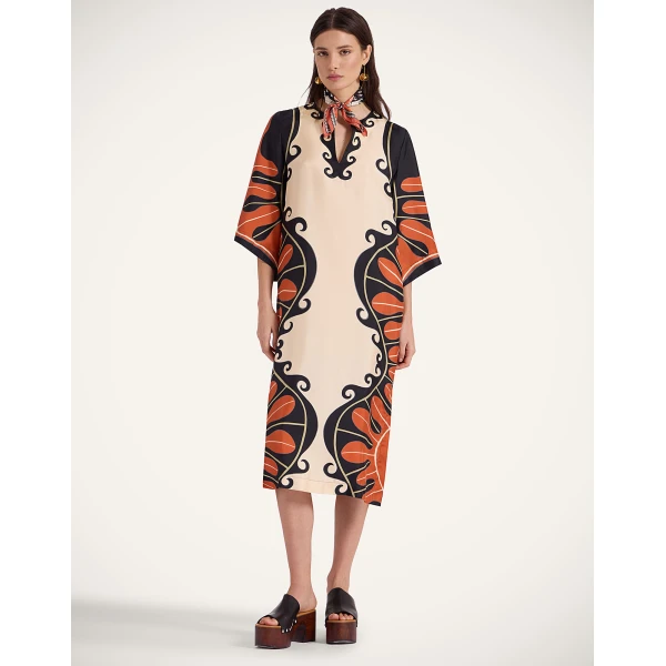 La Double J The Kaftan in Pacific Placée Dark Orange, view 2