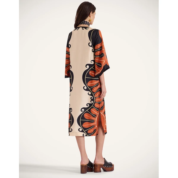 La Double J The Kaftan in Pacific Placée Dark Orange, view 3