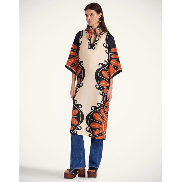 La Double J The Kaftan in Pacific Placée Dark Orange, view 4