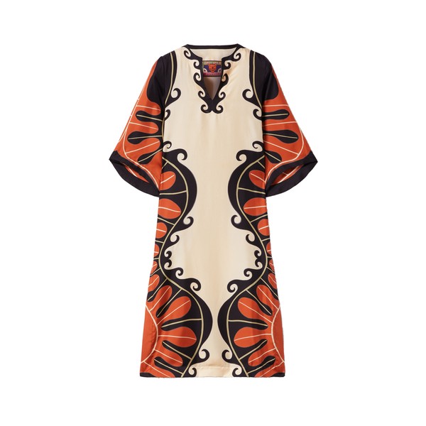 La Double J The Kaftan in Pacific Placée Dark Orange