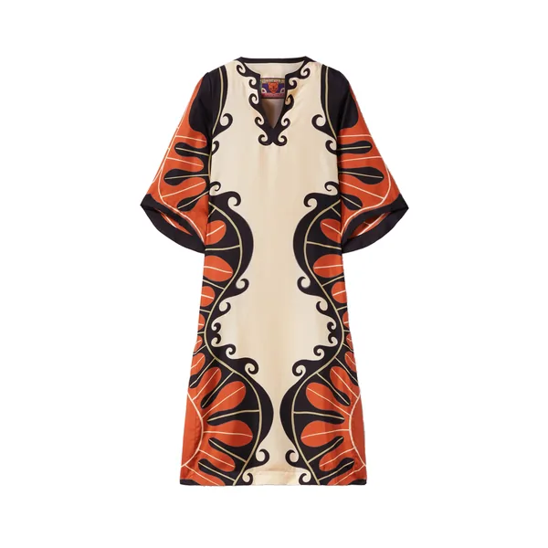 La Double J The Kaftan in Pacific Placée Dark Orange