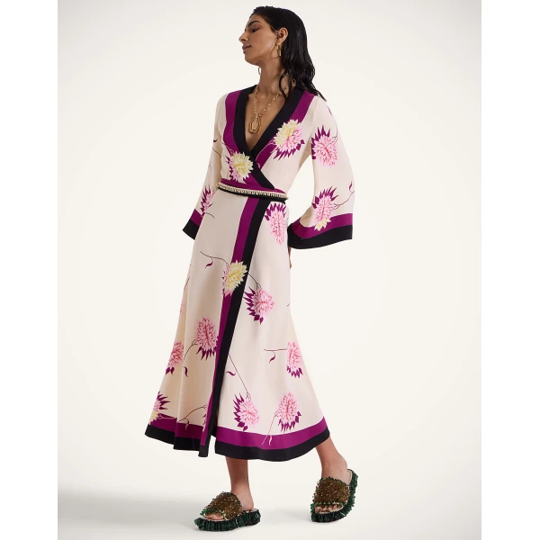 La Double J The Wrap Dress in Derby Placée Multicolor, view 2