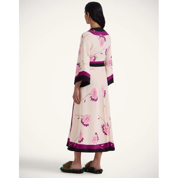 La Double J The Wrap Dress in Derby Placée Multicolor, view 3