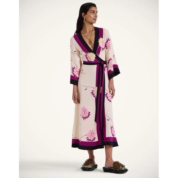 La Double J The Wrap Dress in Derby Placée Multicolor, view 4