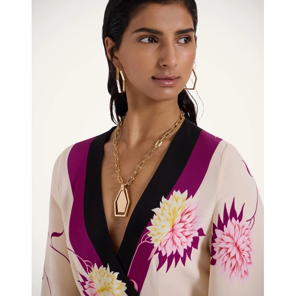La Double J The Wrap Dress in Derby Placée Multicolor, view 5