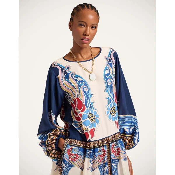 La Double J Vesta Dress in Lemuria Placée Blue, view 4