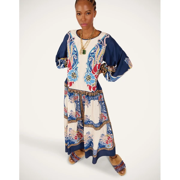 La Double J Vesta Dress in Lemuria Placée Blue, view 5