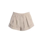 LaQuan Smith Baggy Boyshort in Champagne Pinstripe Shorts