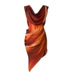 LaQuan Smith Knee Length Dress with Open Back and Corset Detail in Sunset Ombre