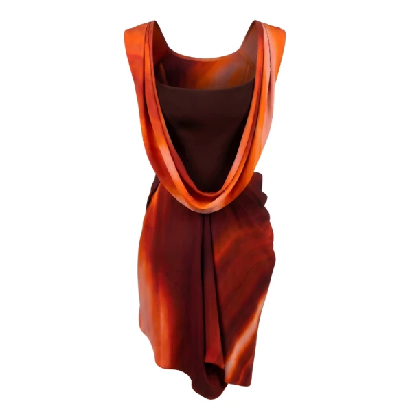 LaQuan Smith Knee Length Dress with Open Back and Corset Detail in Sunset Ombre, view 3