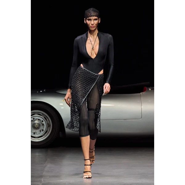 LaQuan Smith Long Sleeve Bodysuit in Black, view 2