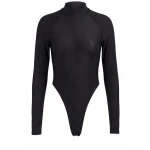 LaQuan Smith Long Sleeve Bodysuit in Black